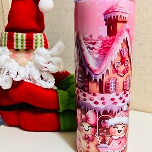 Pink Gingerbread House Tumbler 20oz